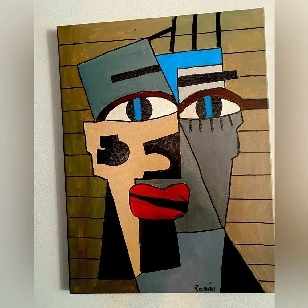 Abstract Cubism Canvas Art 18x24